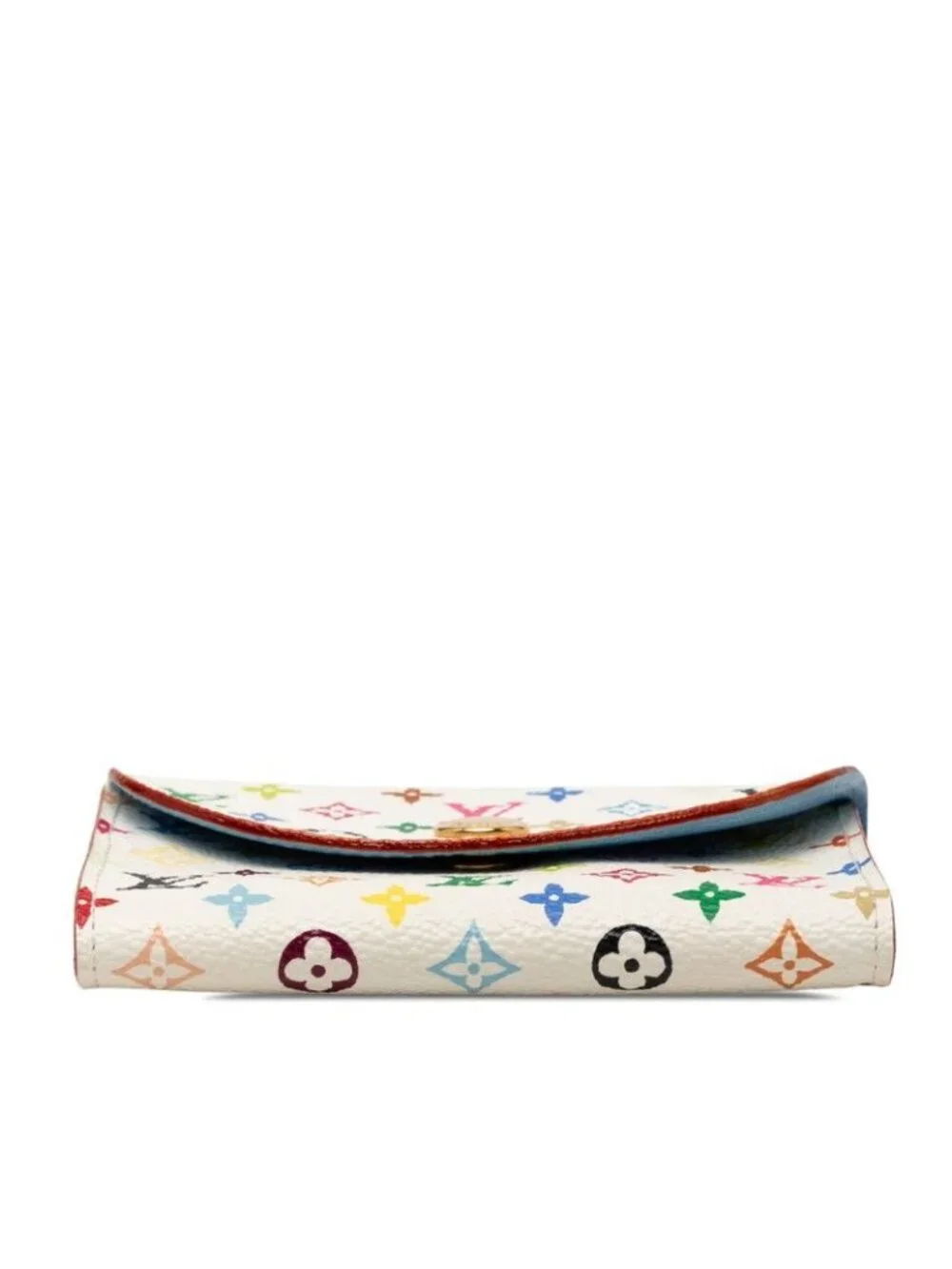 Louis Vuitton Monogram Multicolor Business Card Holder Case White Blue Leather